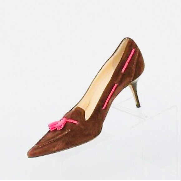 Cole Haan Shoes - Cole Haan Brown Suede Pink Tassle Pumps
